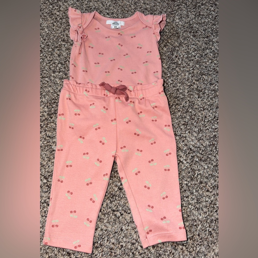 Pink Cherry Print Kids Matching Set
